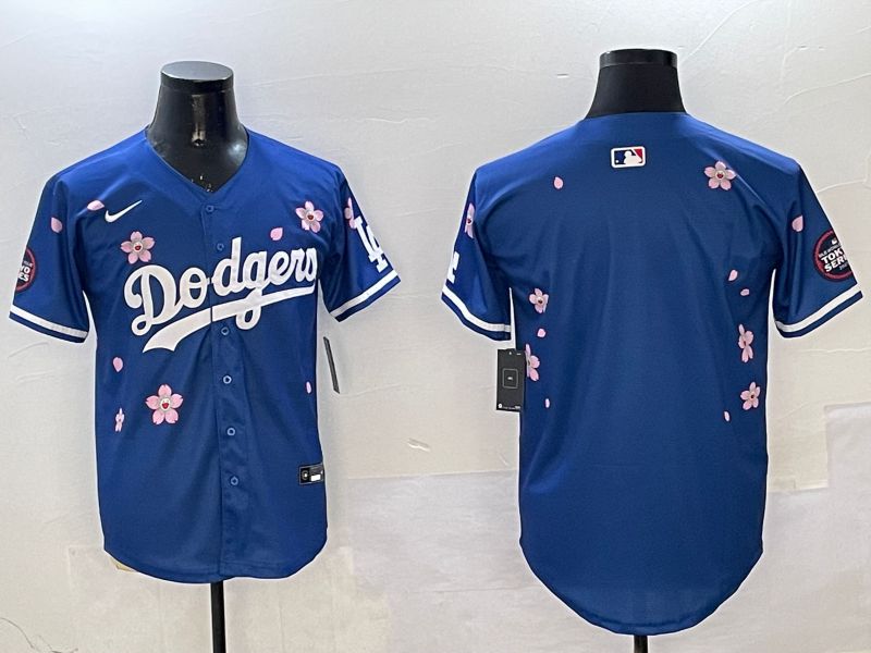 Men Los Angeles Dodgers Blank Blue Sakura Edition 2025 Nike MLB Jersey style 1->los angeles dodgers->MLB Jersey